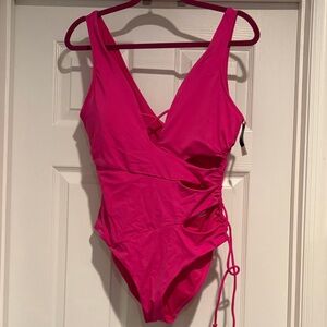 Hot pink side, cutout swimsuit
